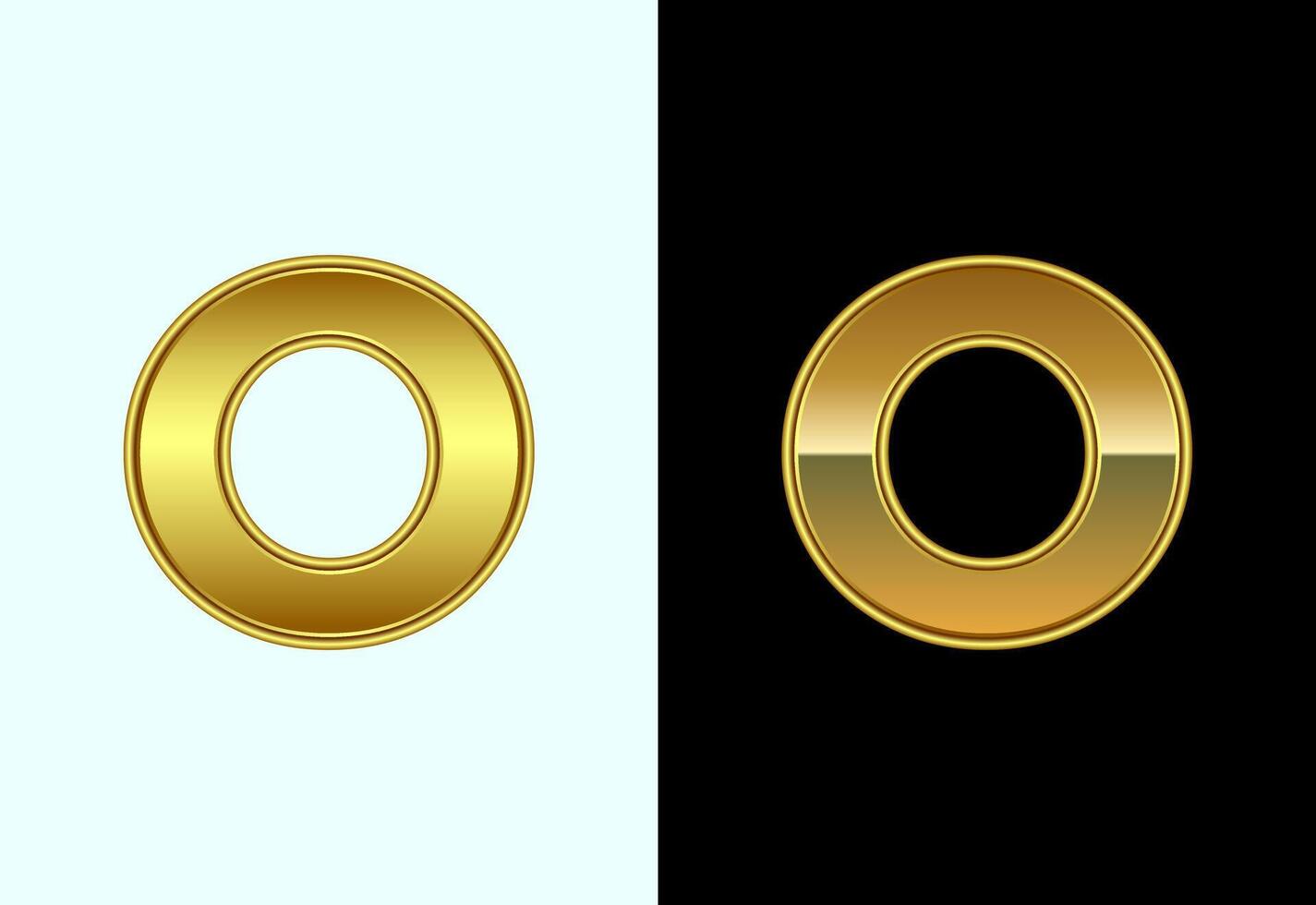 Initial alphabet O in gold color style. Graphic alphabet symbol for corporate business identity vector