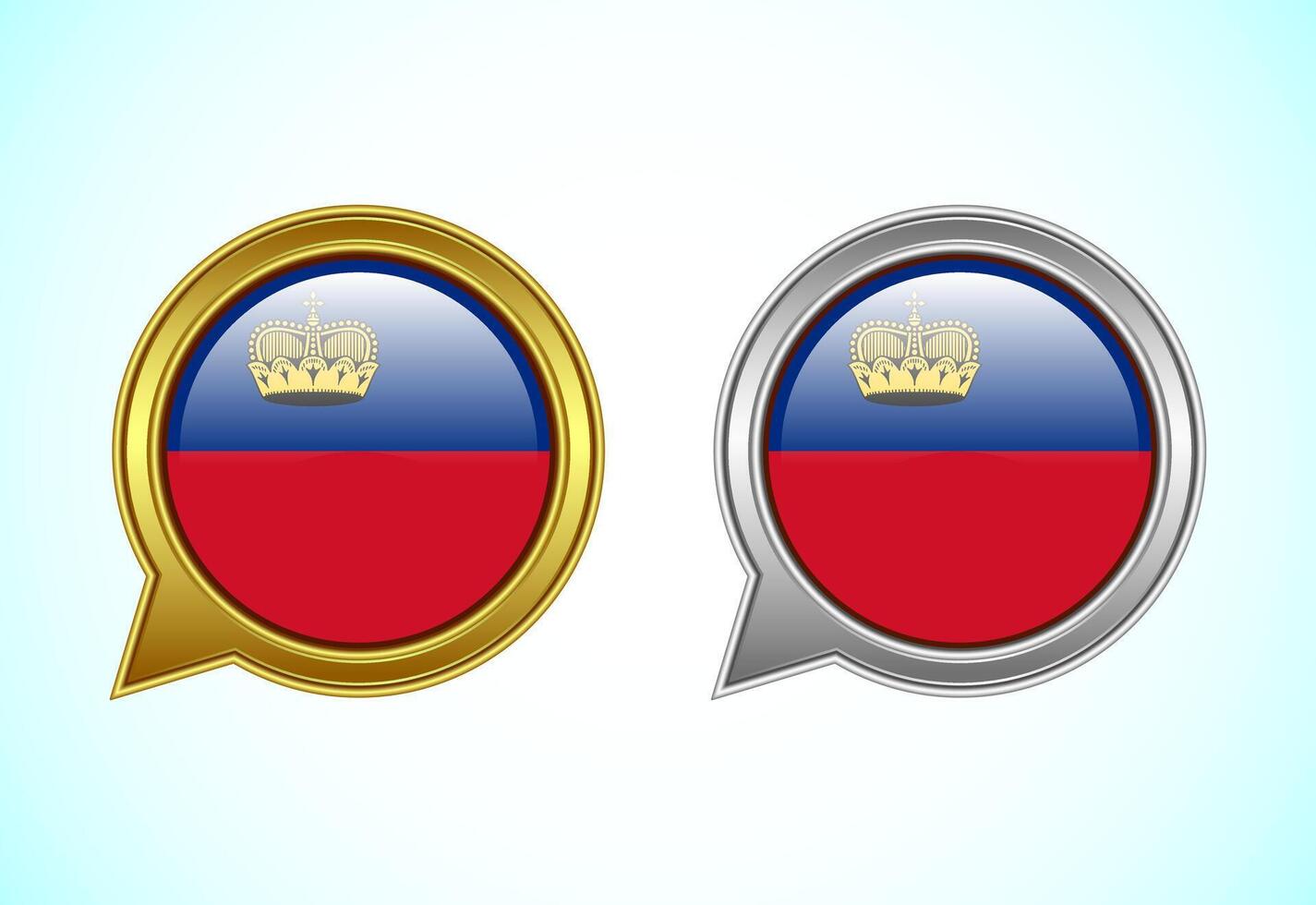 Liechtenstein flag speech bubble. Speaking flag icon in gold and silver color vector
