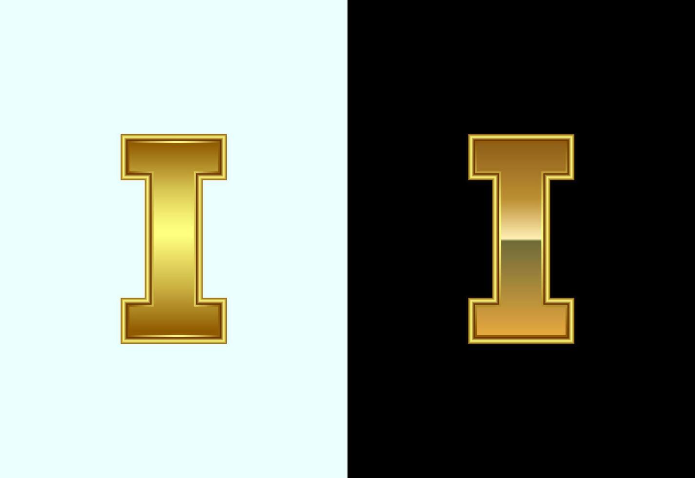 Initial alphabet I in gold color style. Graphic alphabet symbol for corporate business identity vector