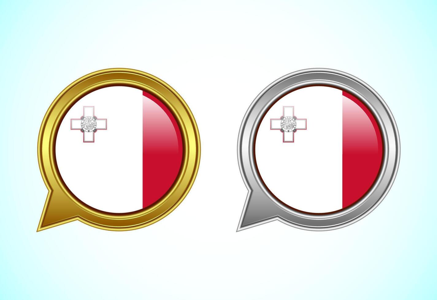 Malta flag speech bubble. Speaking flag icon in gold and silver color vector