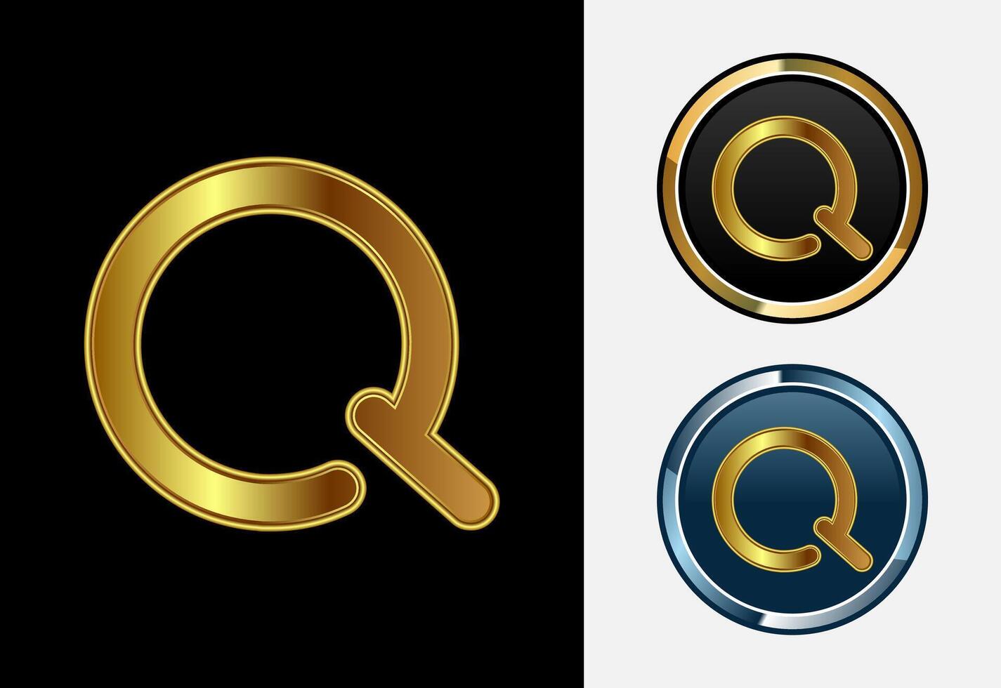 Futuristic alphabet Q in gold color style. Graphic alphabet symbol for corporate business identity vector
