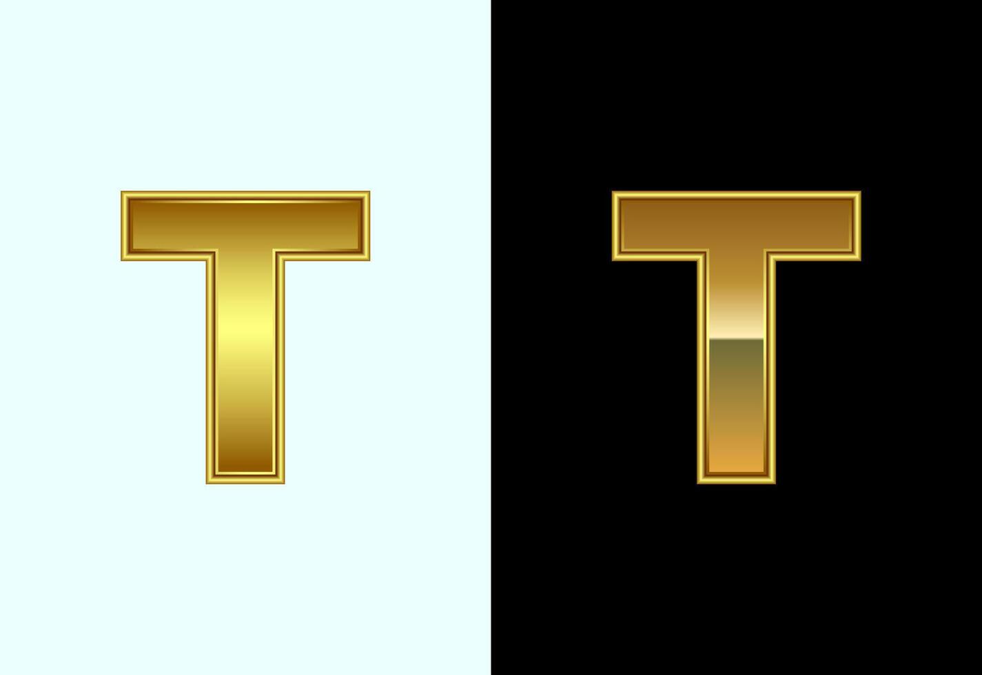 Initial alphabet T in gold color style. Graphic alphabet symbol for corporate business identity vector