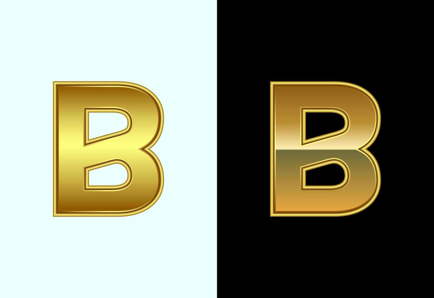 Initial alphabet B in gold color style. Graphic alphabet symbol for corporate business identity vector