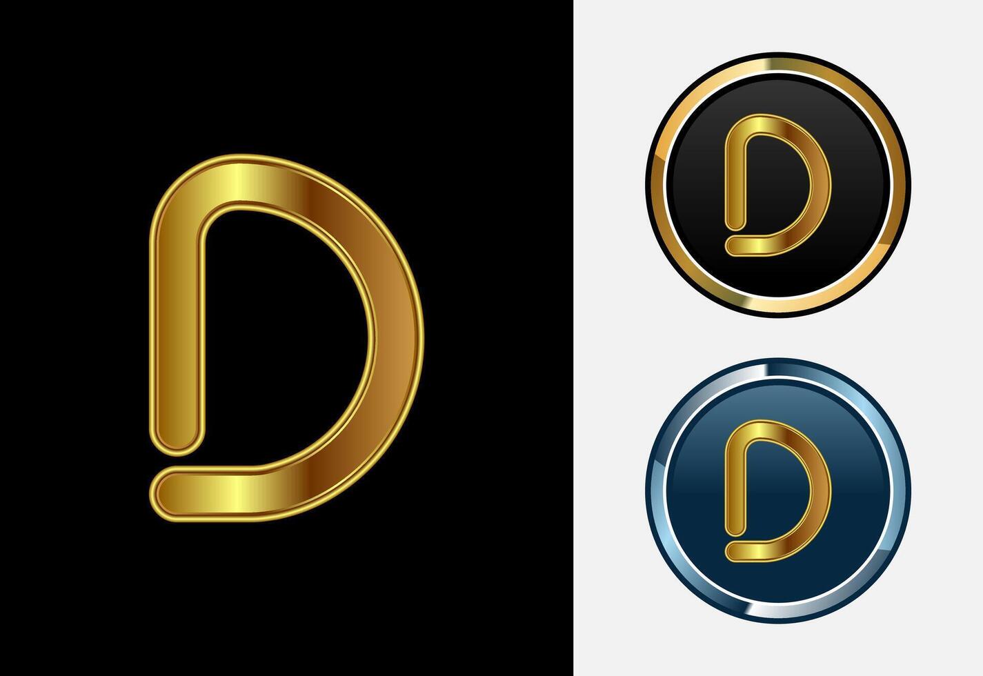 Futuristic alphabet D in gold color style. Graphic alphabet symbol for corporate business identity vector
