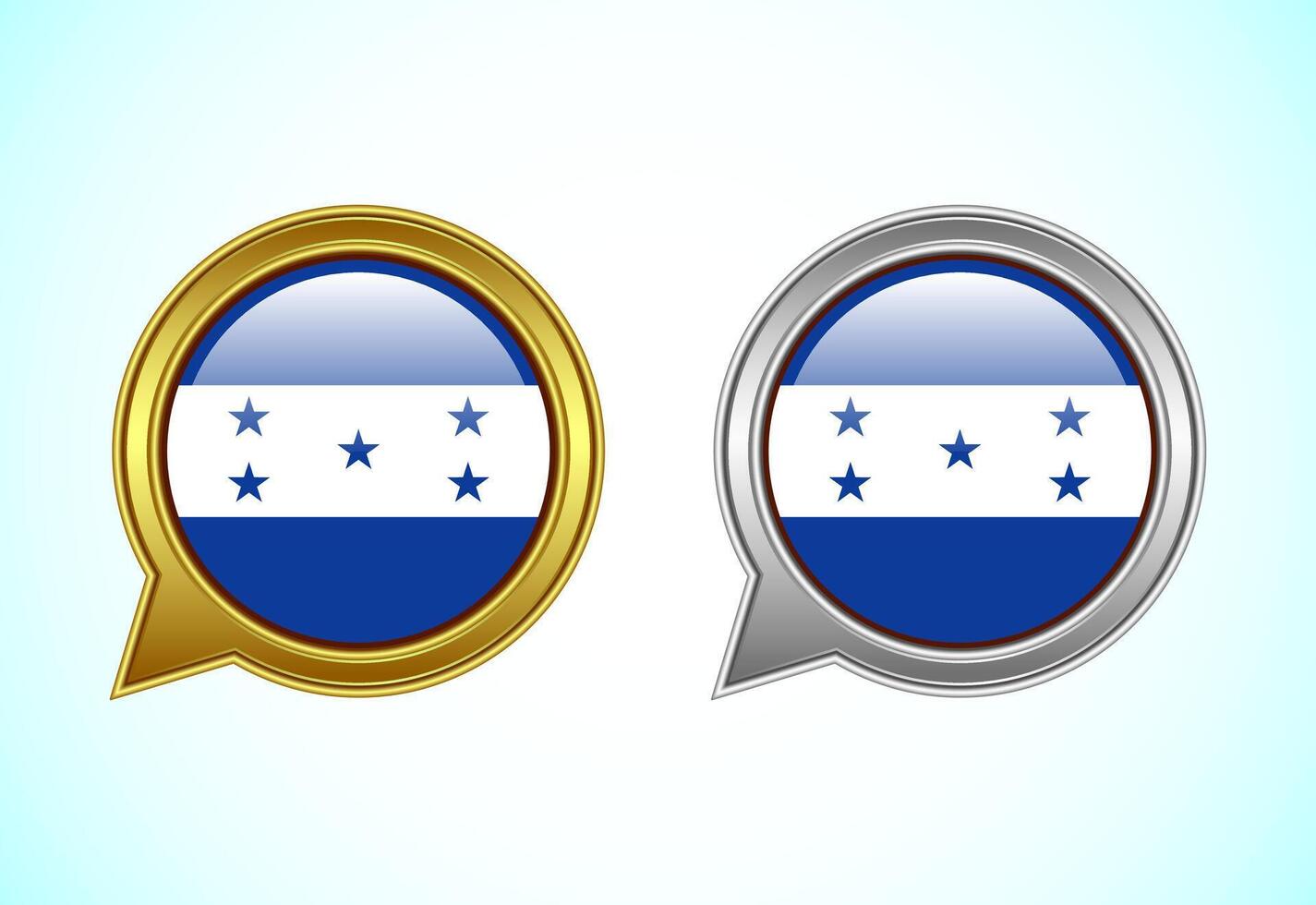 Honduras flag speech bubble. Speaking flag icon in gold and silver color vector