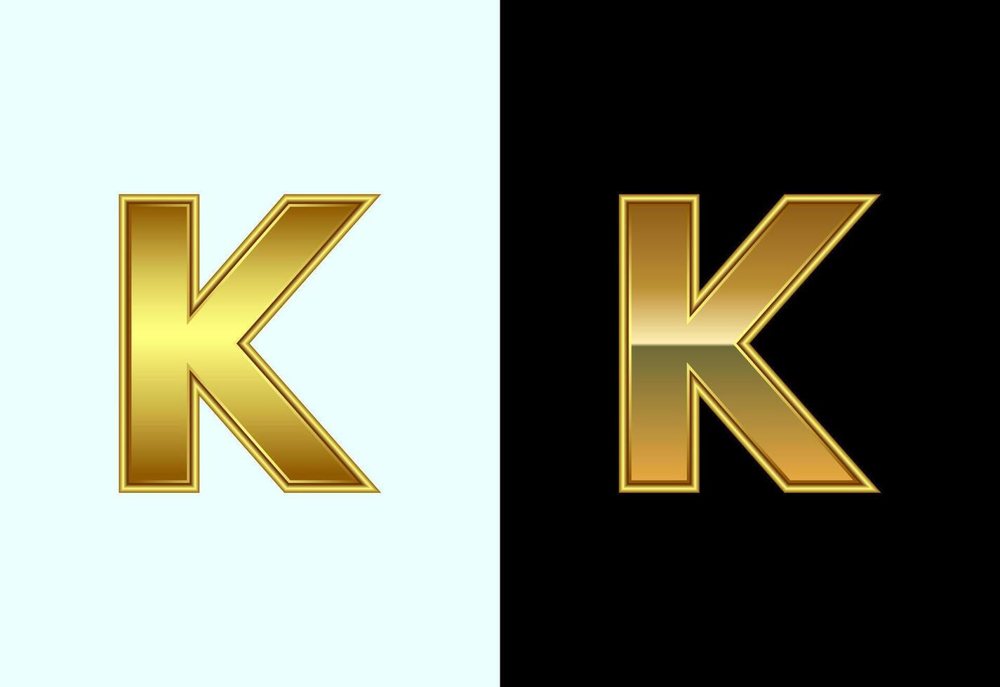 Initial alphabet K in gold color style. Graphic alphabet symbol for corporate business identity vector
