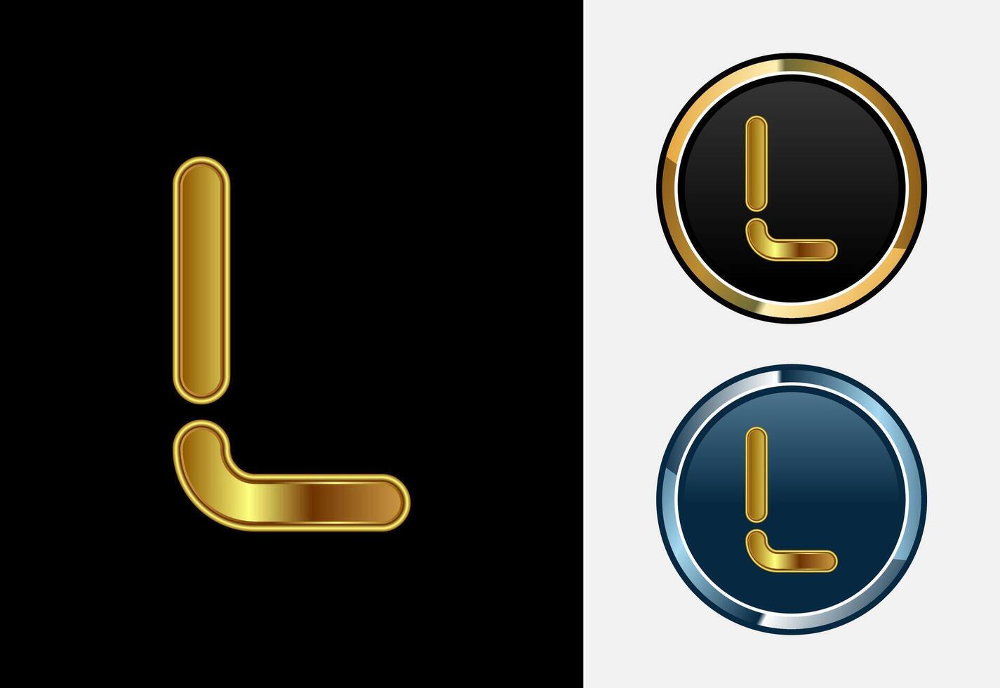Futuristic alphabet L in gold color style. Graphic alphabet symbol for corporate business identity vector
