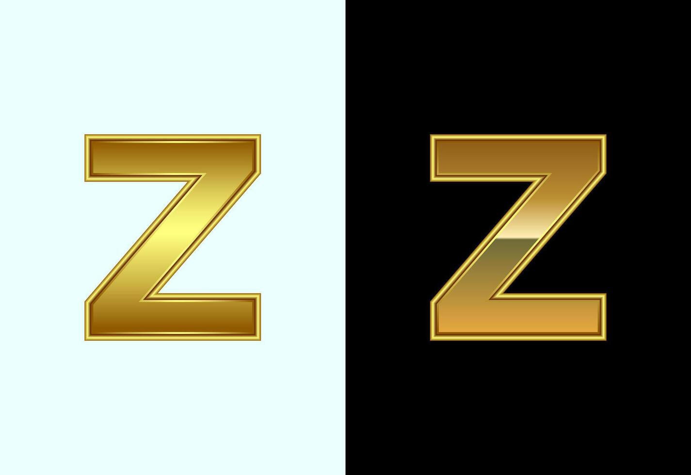 Initial alphabet Z in gold color style. Graphic alphabet symbol for corporate business identity vector