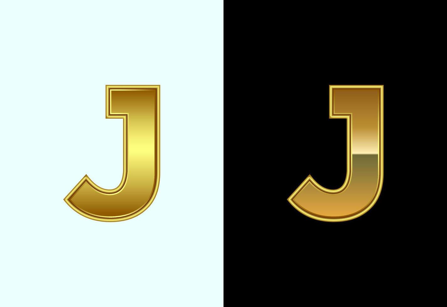 Initial alphabet J in gold color style. Graphic alphabet symbol for corporate business identity vector