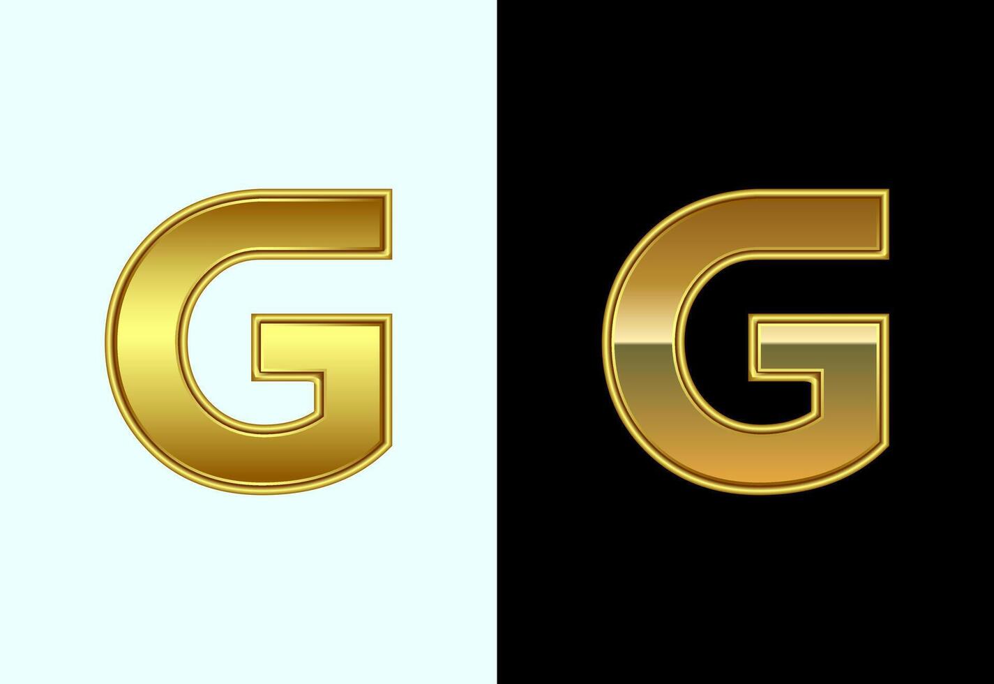 Initial alphabet G in gold color style. Graphic alphabet symbol for corporate business identity vector