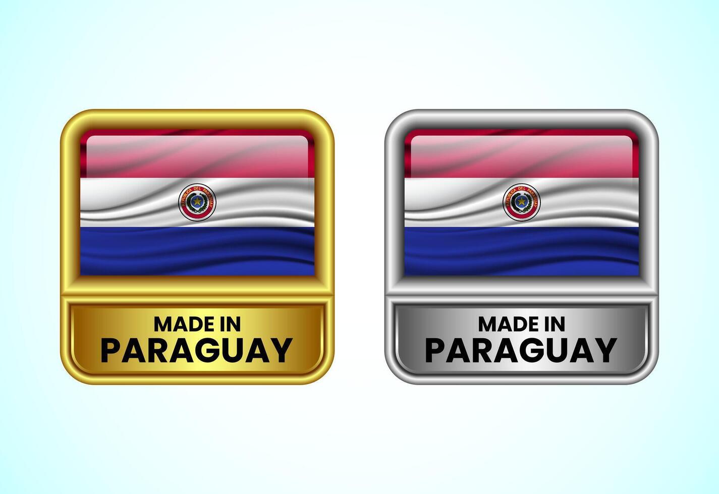 Made in Paraguay label icon in gold and silver color. Flag icon set for business vector