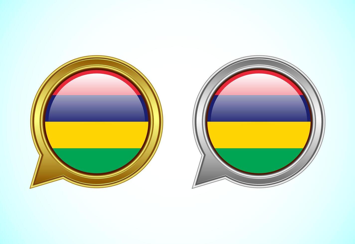 Mauritius flag speech bubble. Speaking flag icon in gold and silver color vector