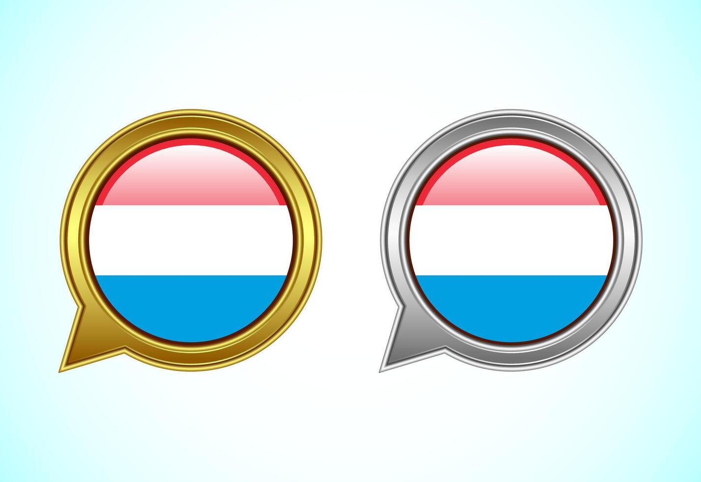 Luxembourg flag speech bubble. Speaking flag icon in gold and silver color vector