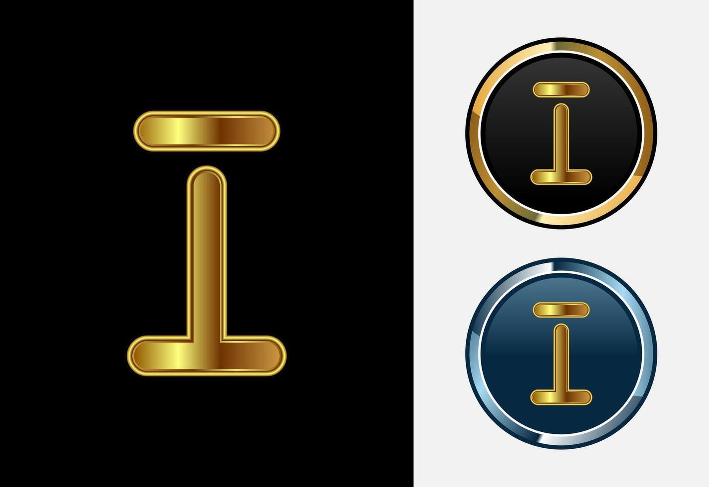 Futuristic alphabet I in gold color style. Graphic alphabet symbol for corporate business identity vector