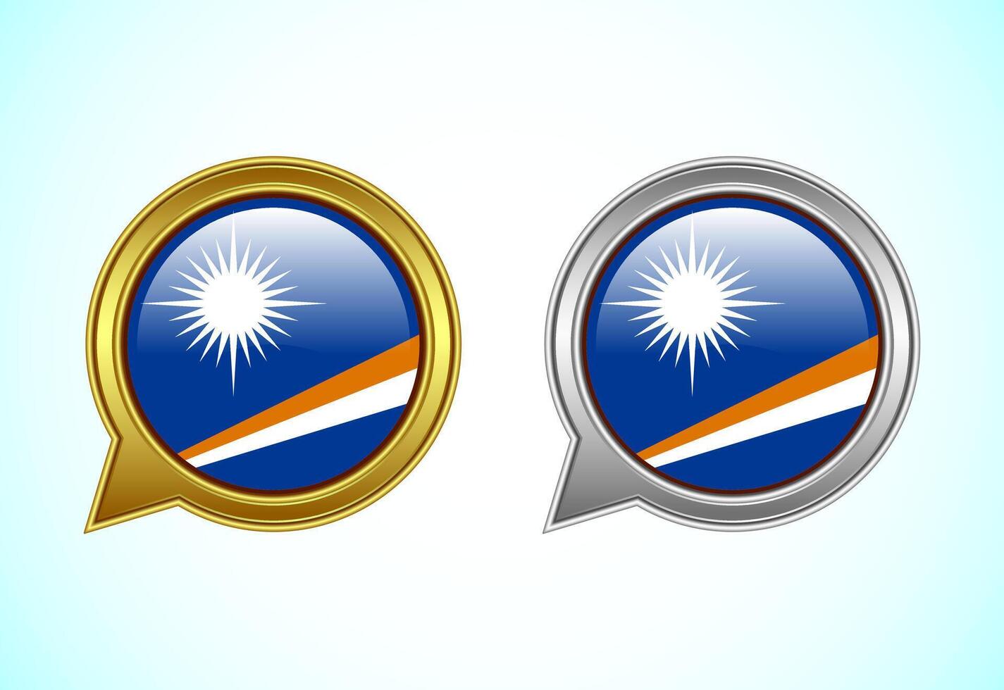 Marshall Islands flag speech bubble. Speaking flag icon in gold and silver color vector