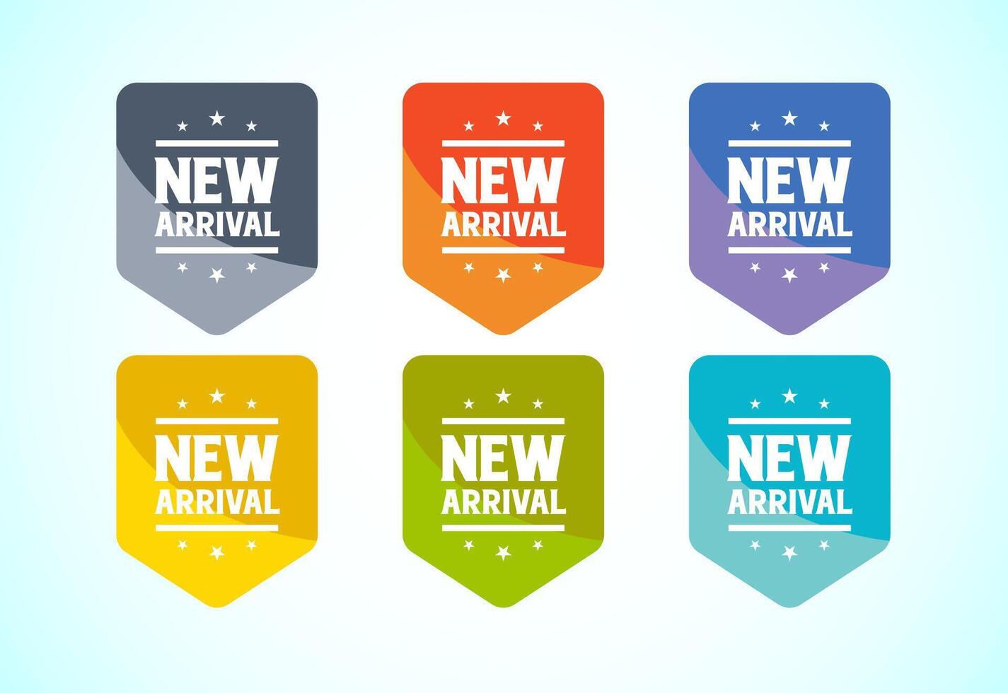 New arrival label advertising sticker, sale tag and banner vector