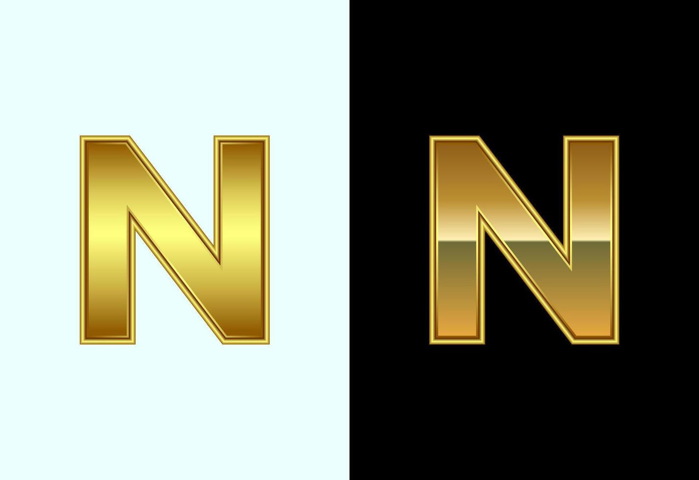 Initial alphabet N in gold color style. Graphic alphabet symbol for corporate business identity vector