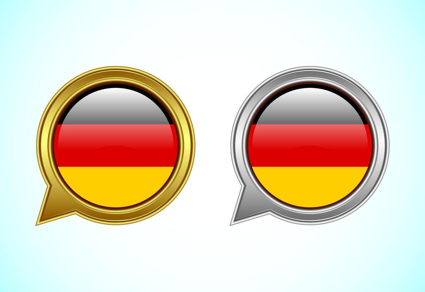 Germany flag speech bubble. Speaking flag icon in gold and silver color vector