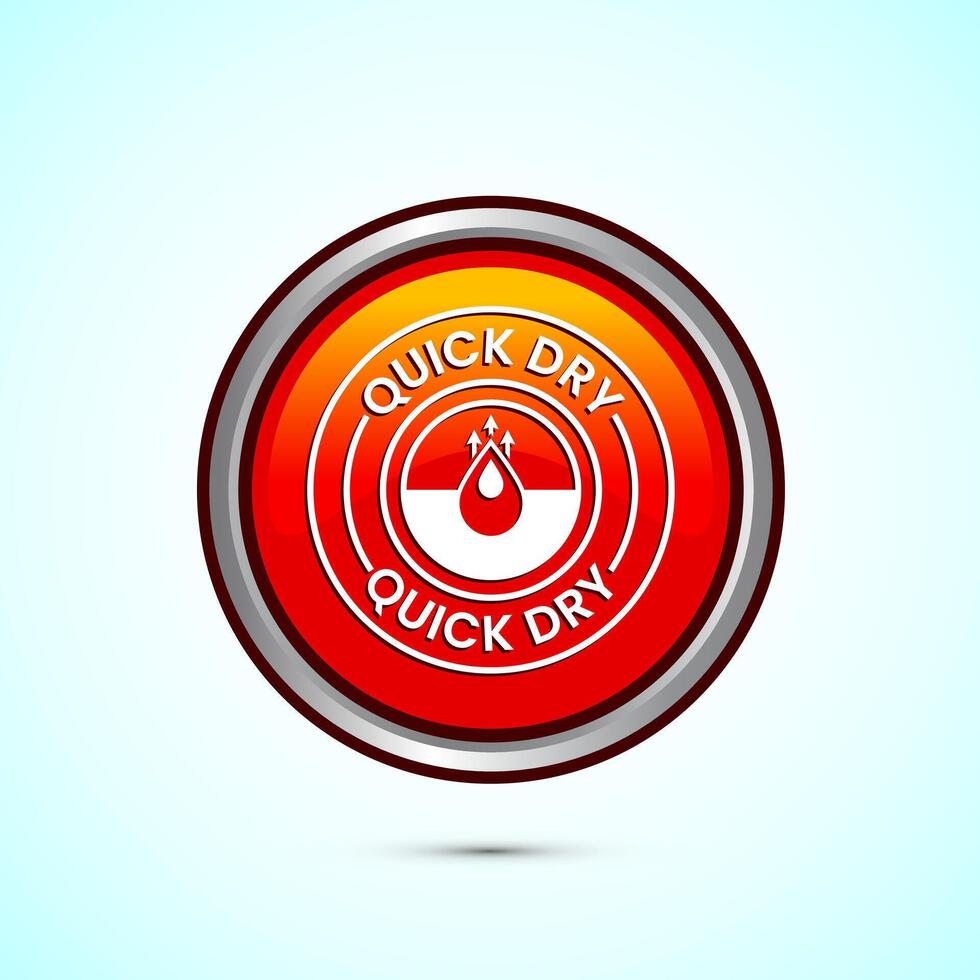 Quick dry icon design illustration. Fast dry cleaning service sign. Orange Color Round Button Design vector