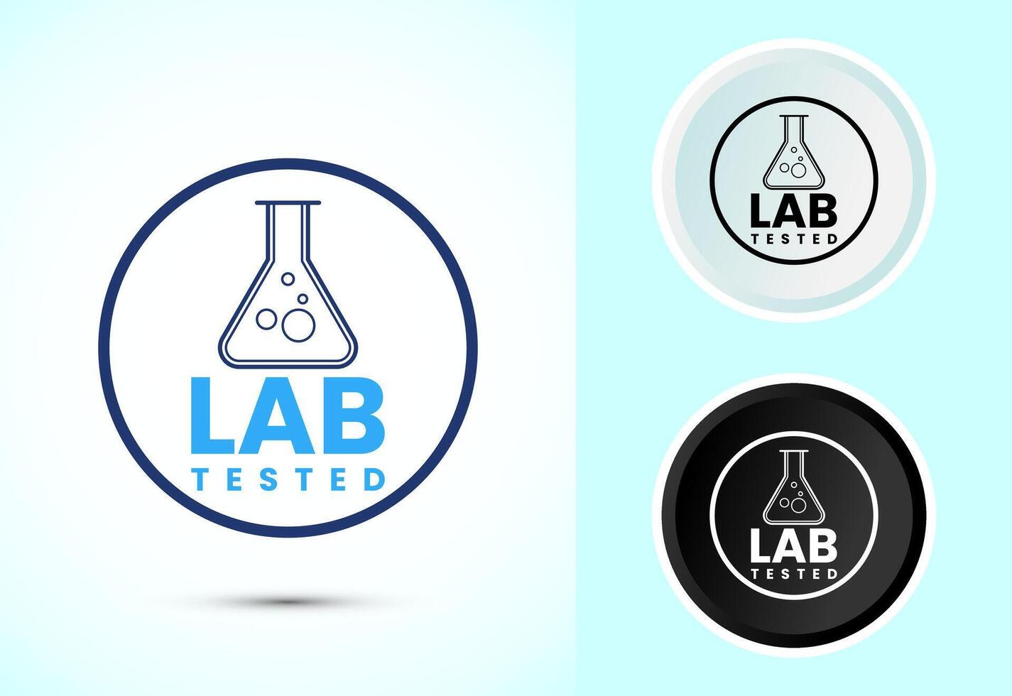 Lab tested icon. Laboratory testing product quality certificate symbol, Clinically certified vector