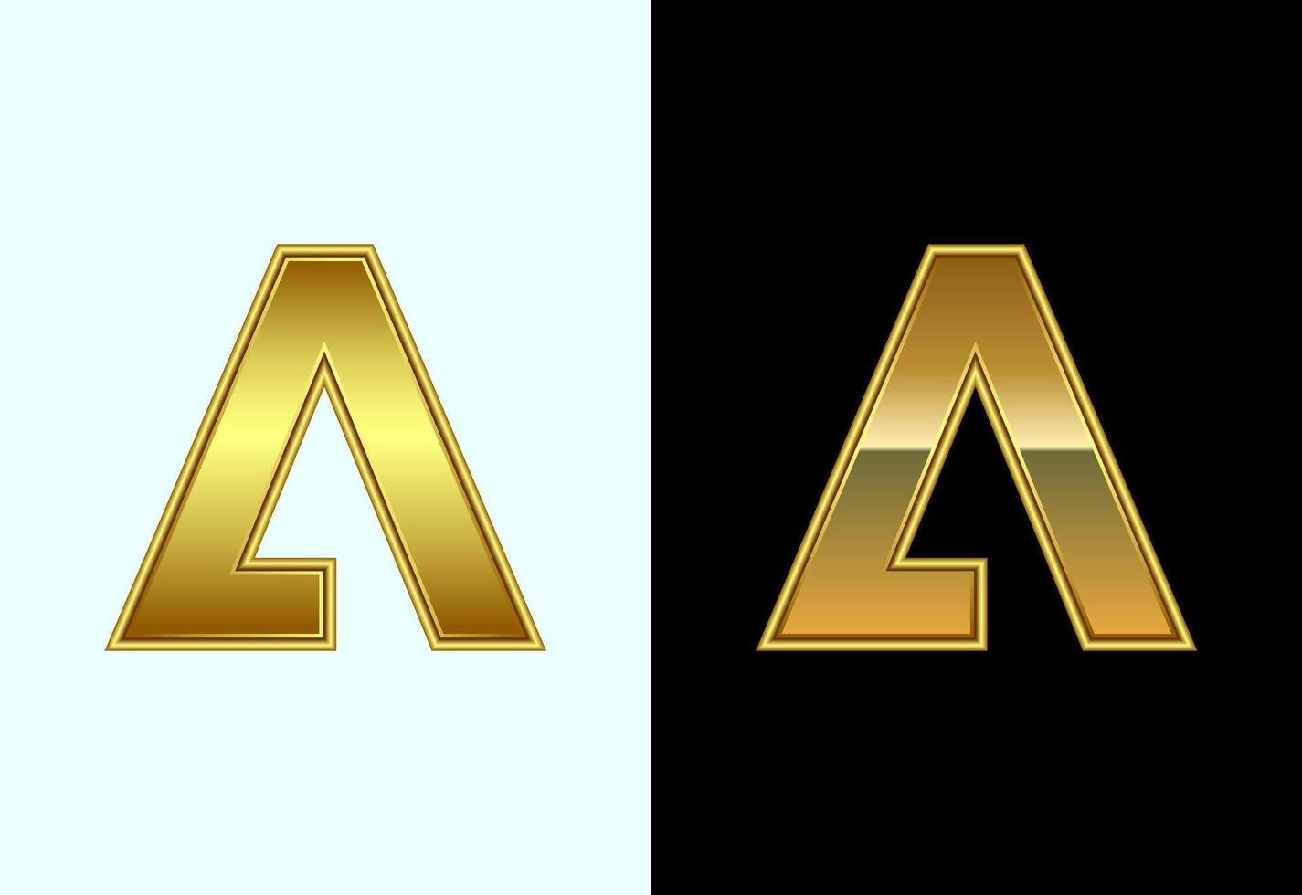 Initial alphabet A in gold color style. Graphic alphabet symbol for corporate business identity vector
