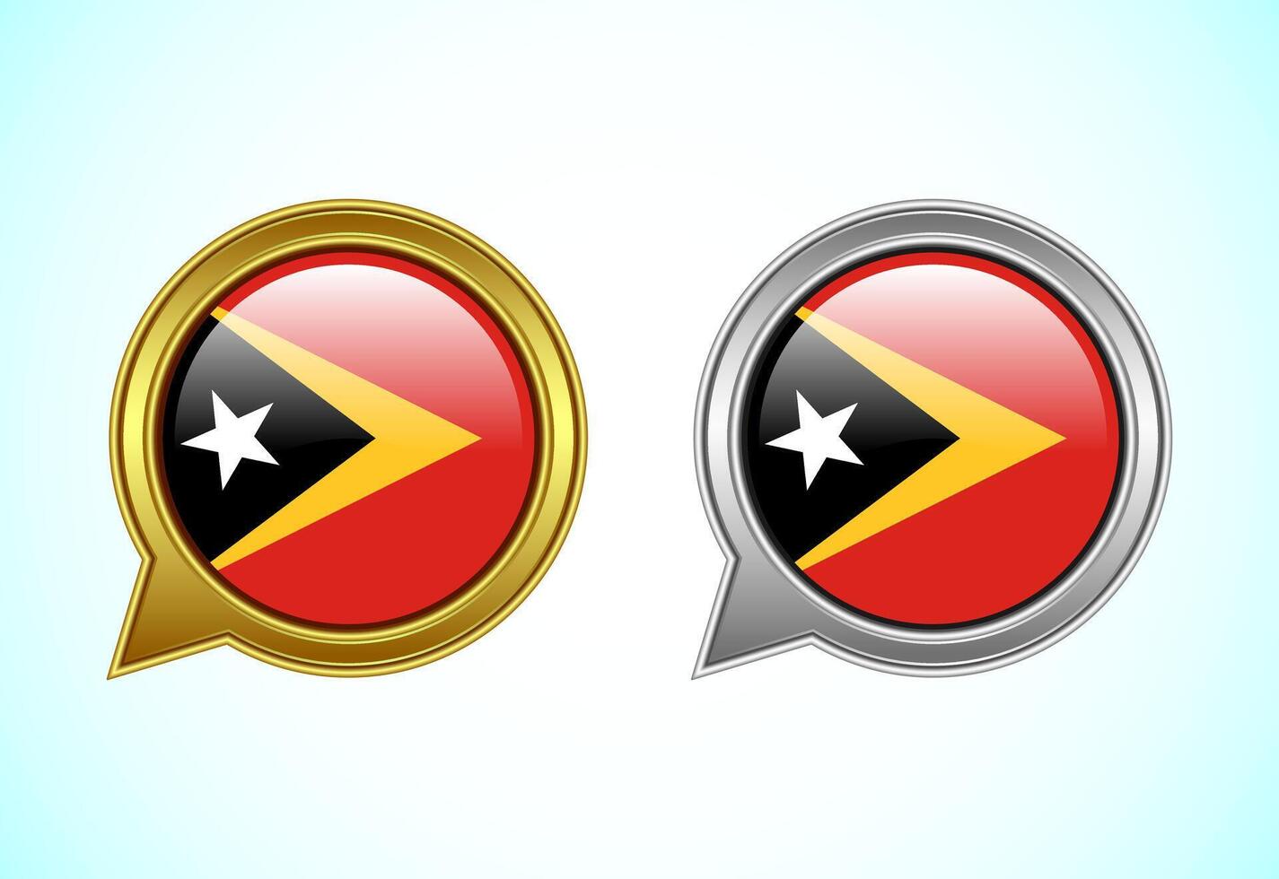 East Timor flag speech bubble. Speaking flag icon in gold and silver color vector