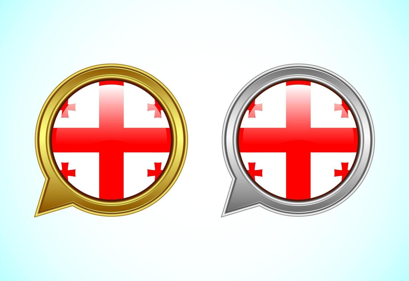 Georgia flag speech bubble. Speaking flag icon in gold and silver color vector