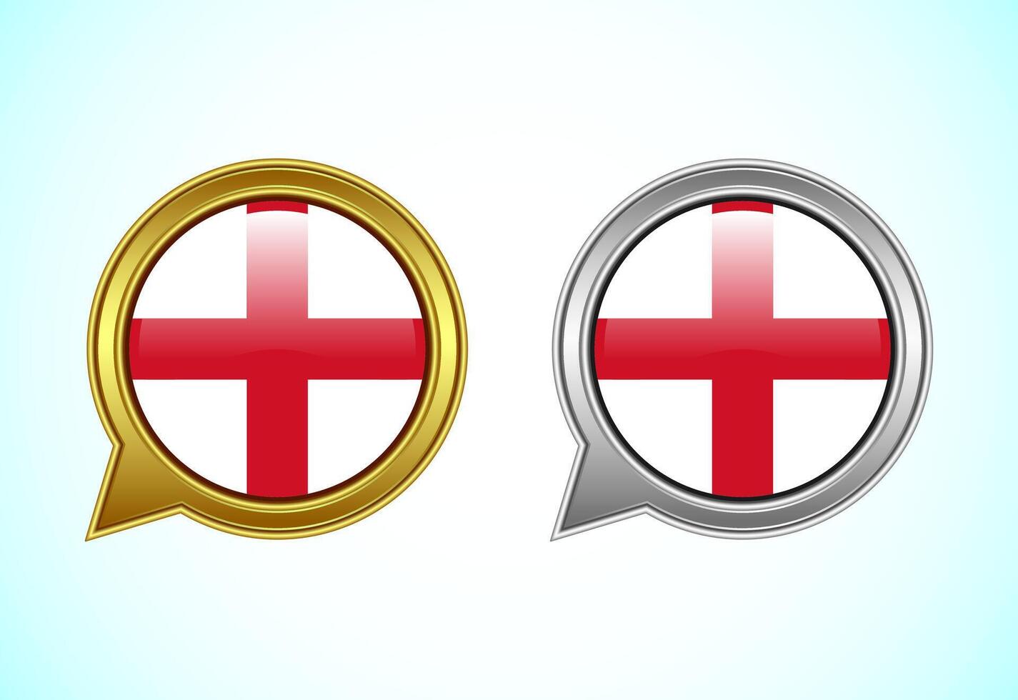 England flag speech bubble. Speaking flag icon in gold and silver color vector