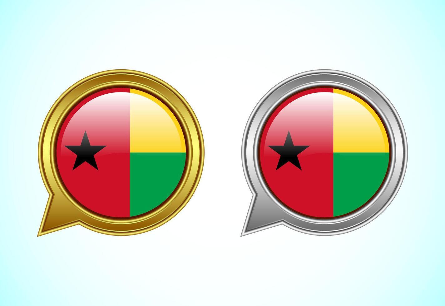 Guinea Bissau flag speech bubble. Speaking flag icon in gold and silver color vector
