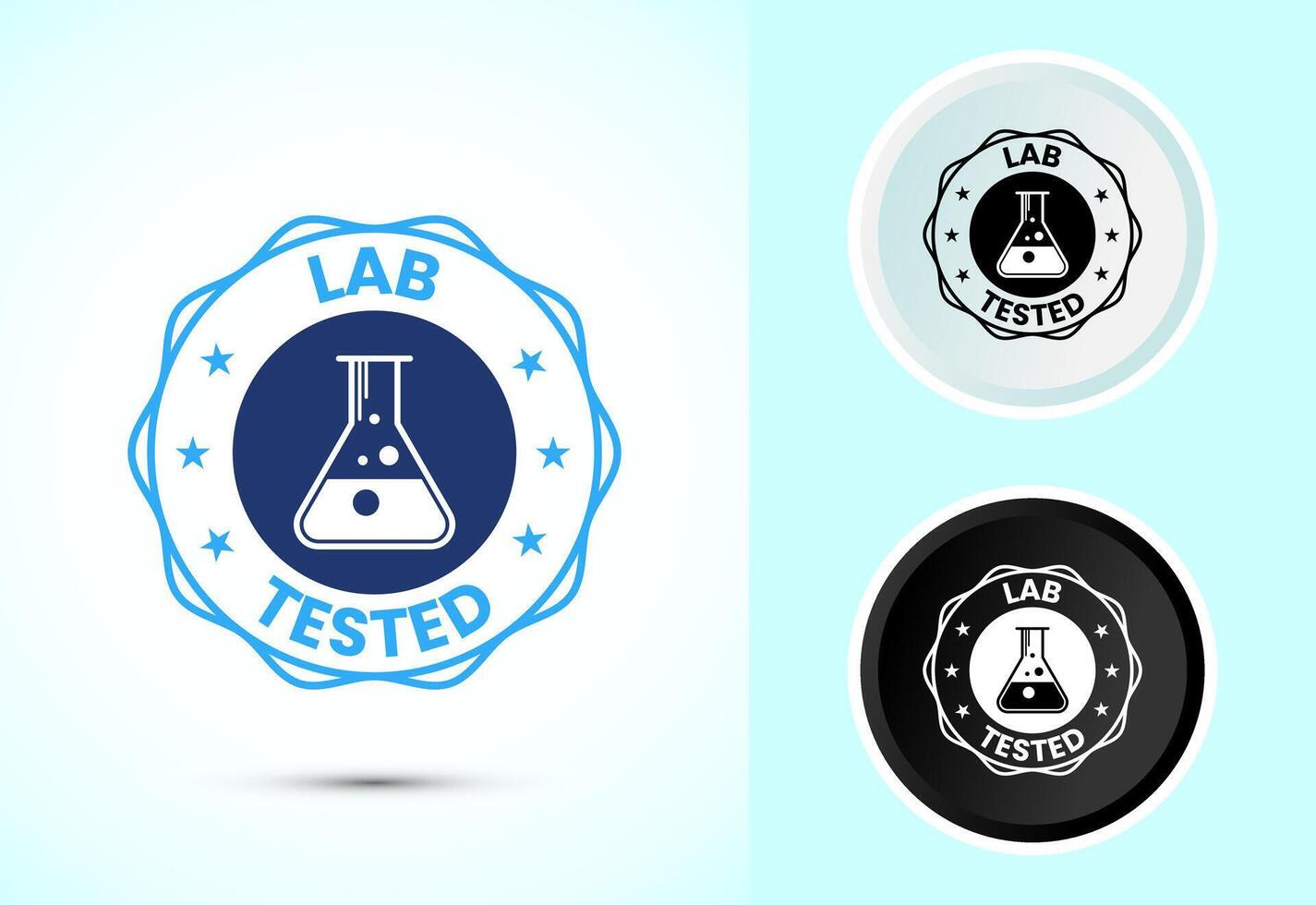Lab tested icon. Laboratory testing product quality certificate symbol, Clinically certified vector