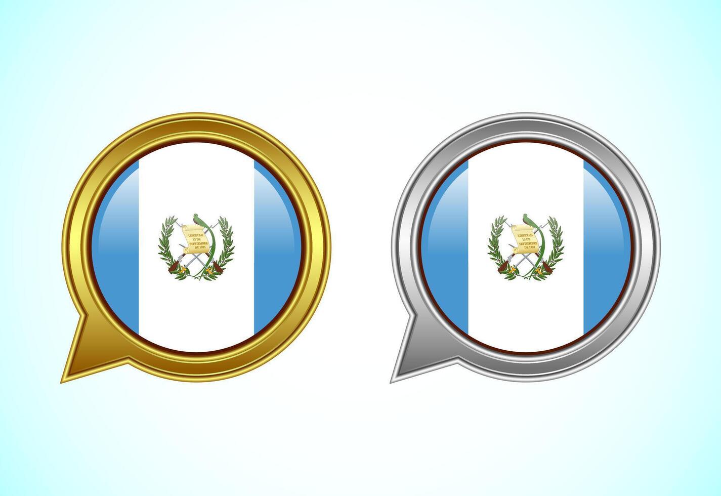 Guatemala flag speech bubble. Speaking flag icon in gold and silver color vector
