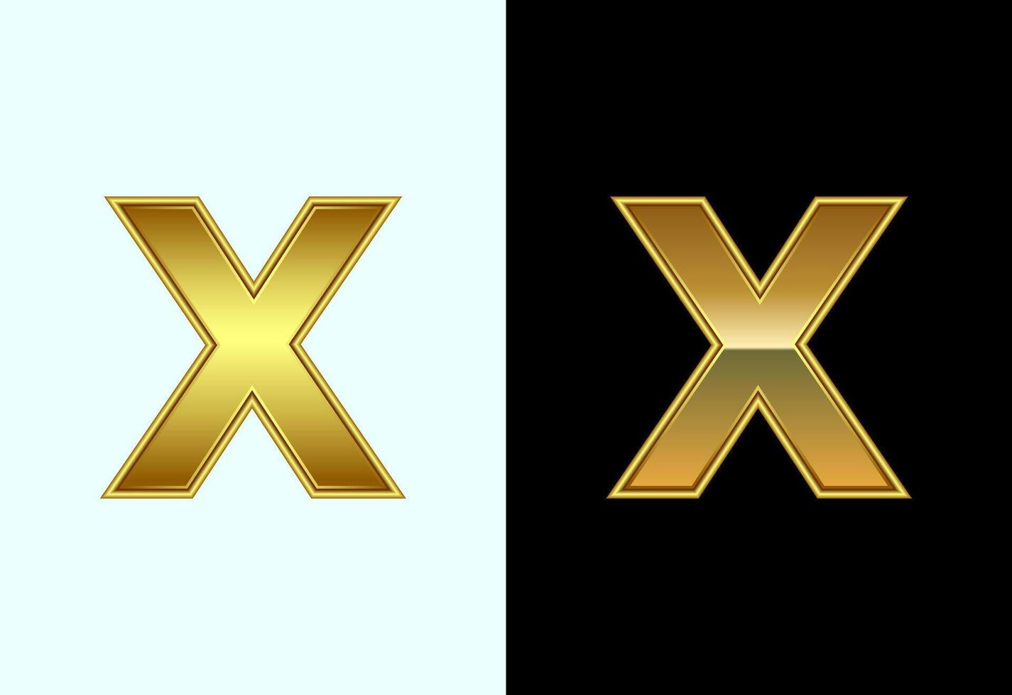 Initial alphabet X in gold color style. Graphic alphabet symbol for corporate business identity vector