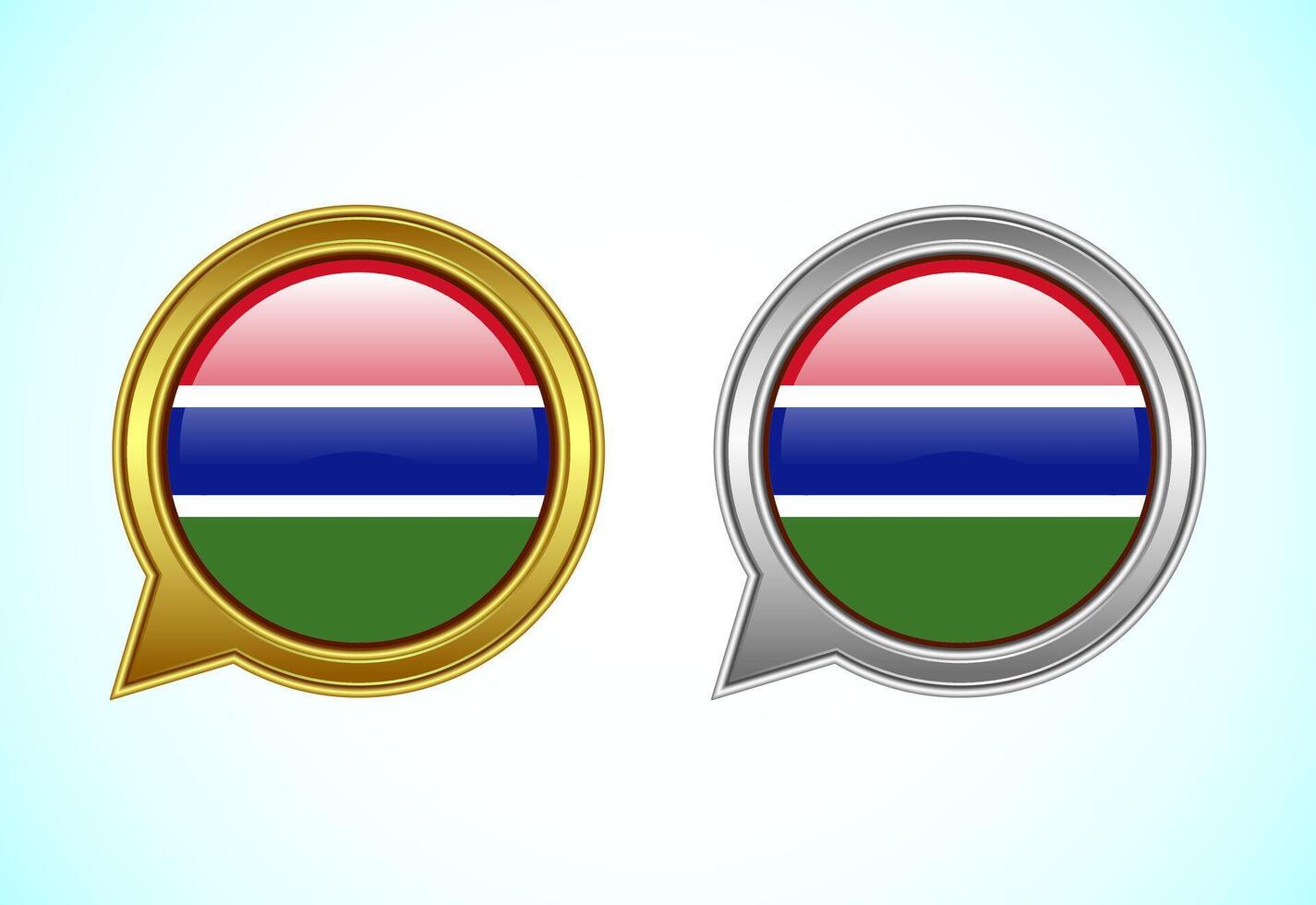 Gambia flag speech bubble. Speaking flag icon in gold and silver color vector