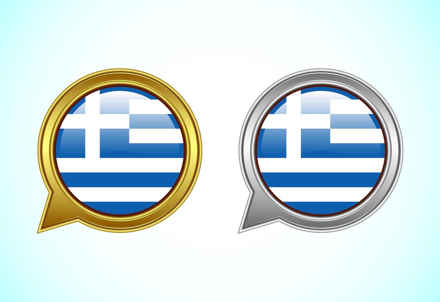 Greece flag speech bubble. Speaking flag icon in gold and silver color vector