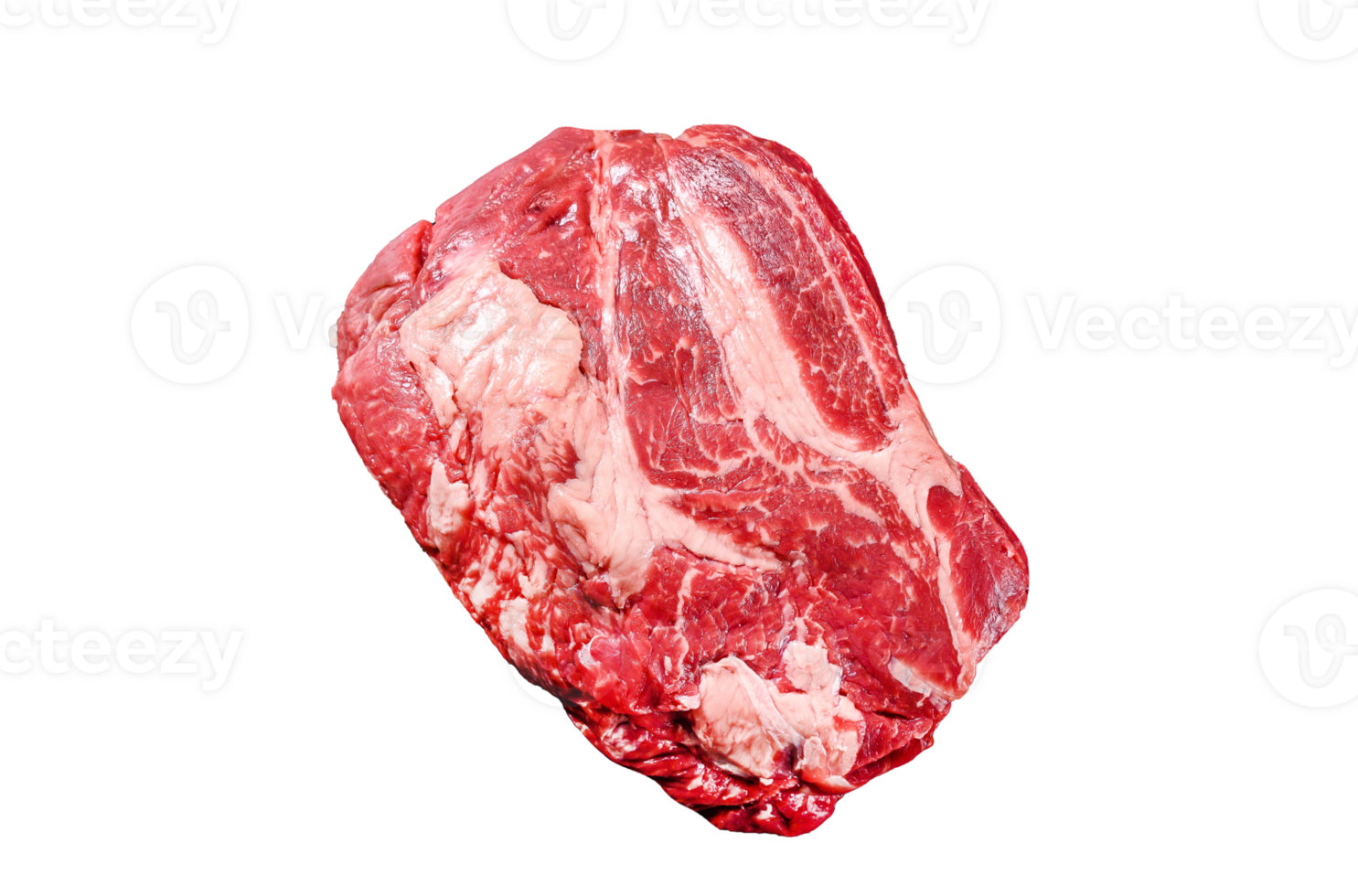 Raw Chuck eye roll steak on meat cleaver. Organic beef. Black background. Top view png