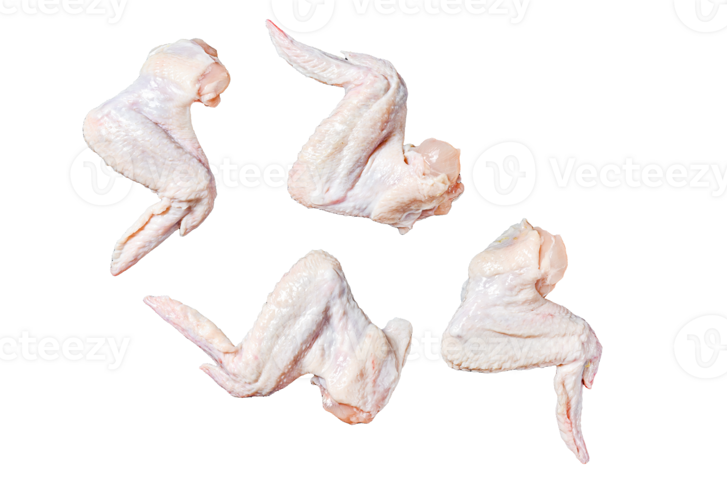 Raw chicken wings, organic poultry meat. Black background. Top view png