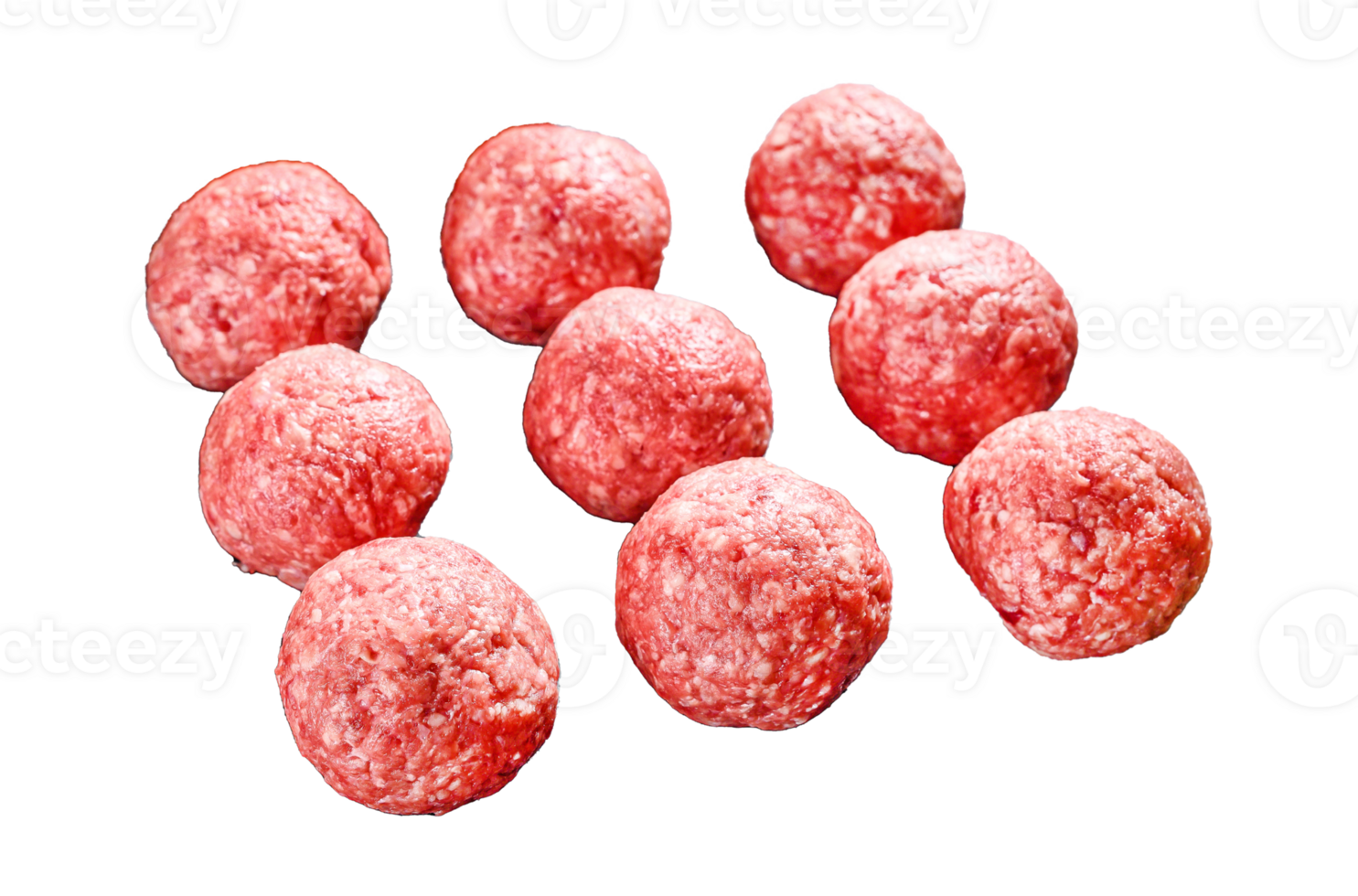 Raw meatballs made from ground beef. Black background. Top view png