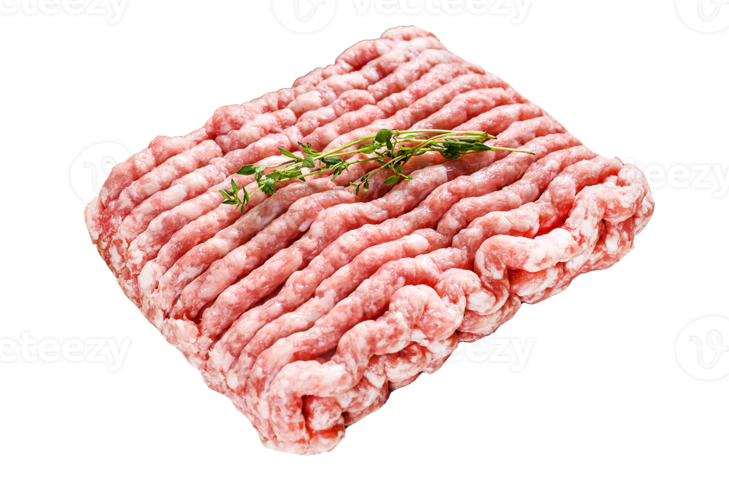 Raw minced pork on a chopping Board. Organic ground meat, forcemeat. White background. Top view png