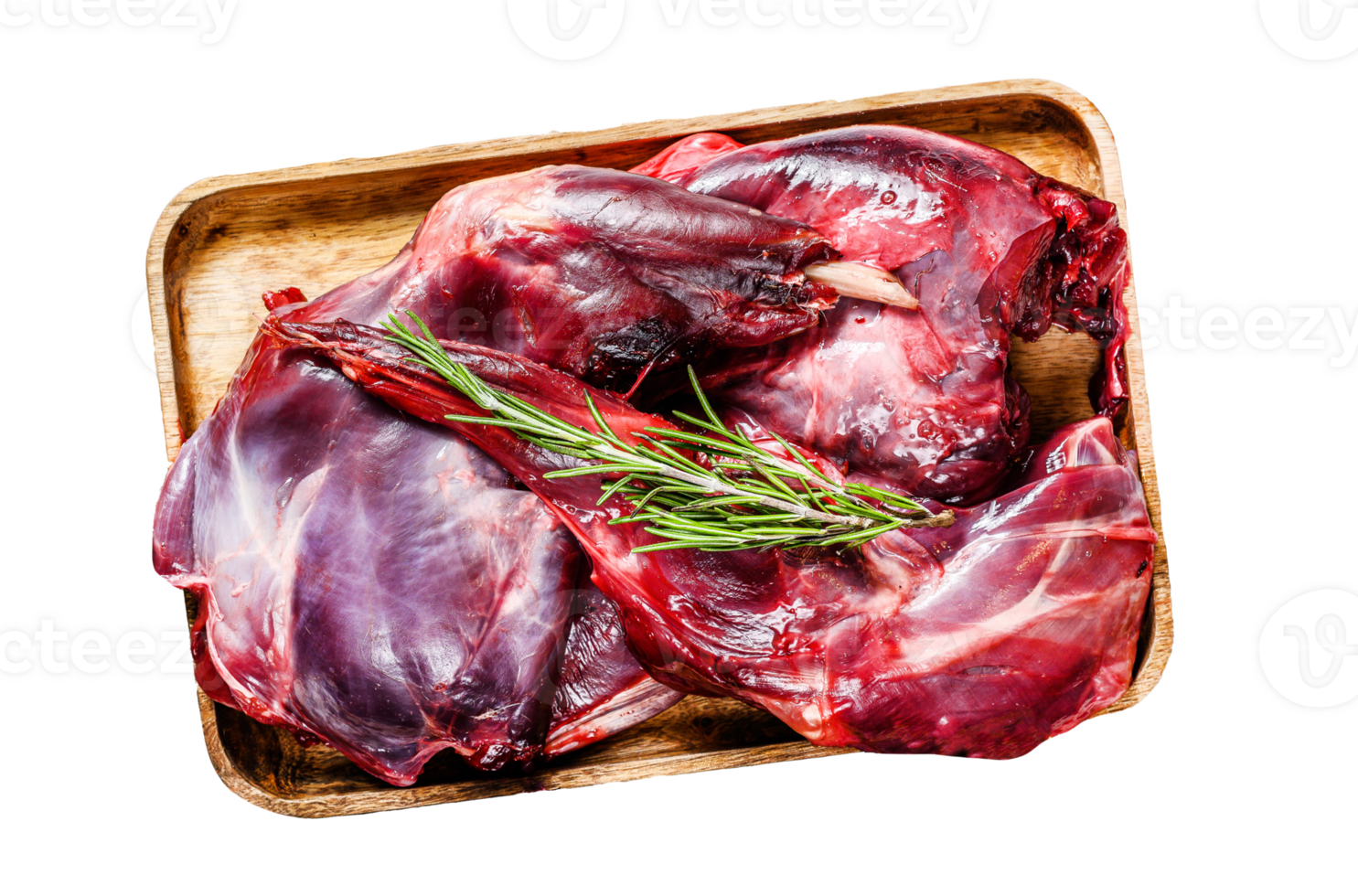 Hare meat. Raw fresh wild hare on a wooden table with vegetables and spices. Top view. Organic meat png