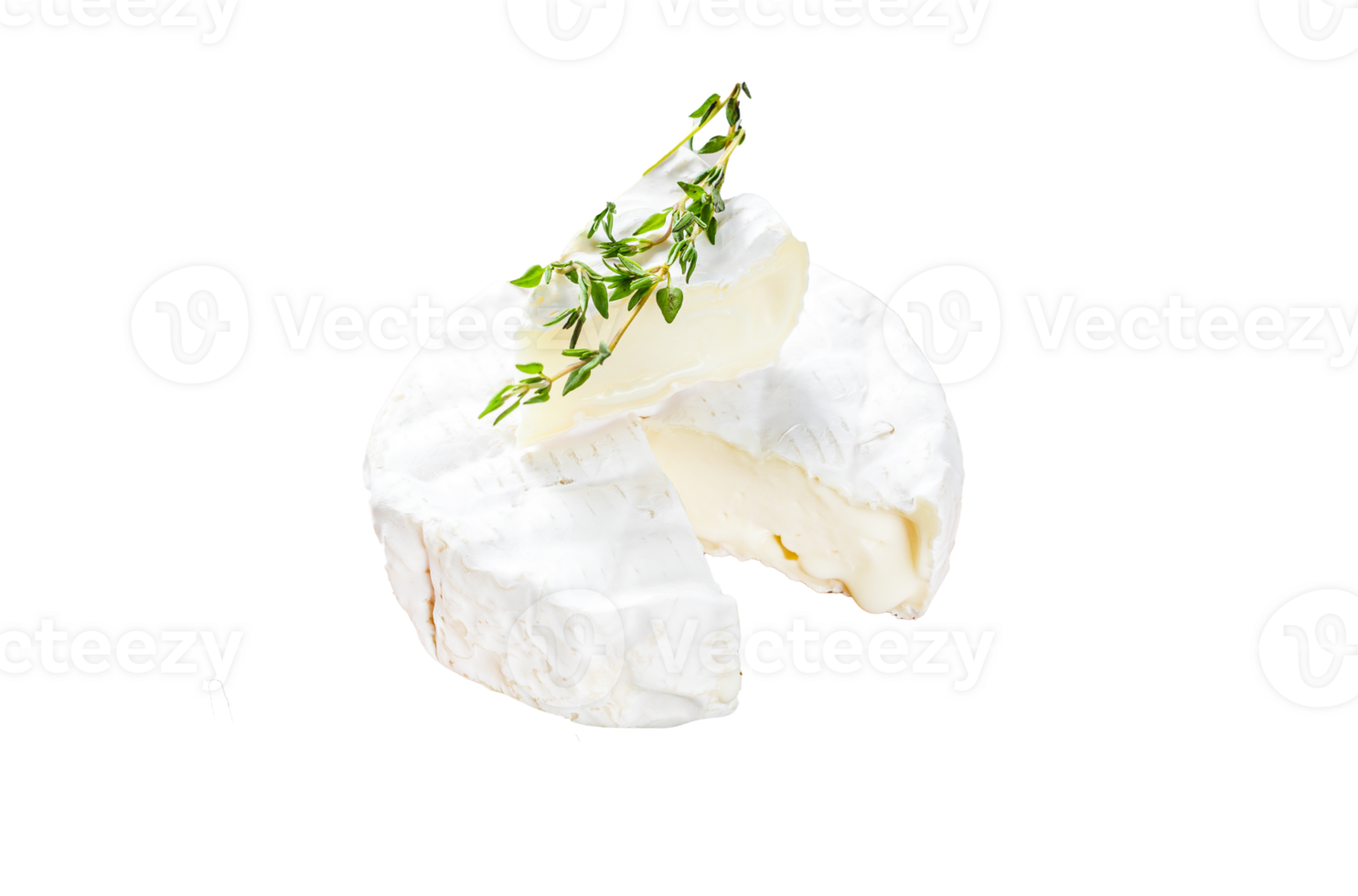 French Camembert cheese with grapes on wooden cutting board. White background. Top view png
