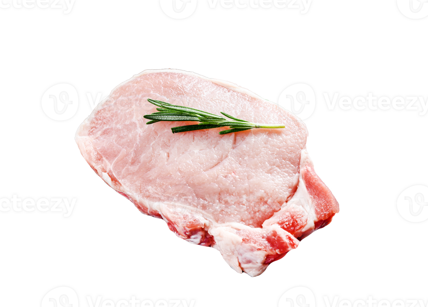 Raw pork chop steak. Organic meat. Black background. Top view png