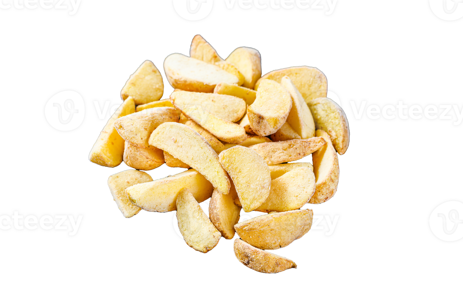 frozen potato wedges. French fries. Black background. Top view png