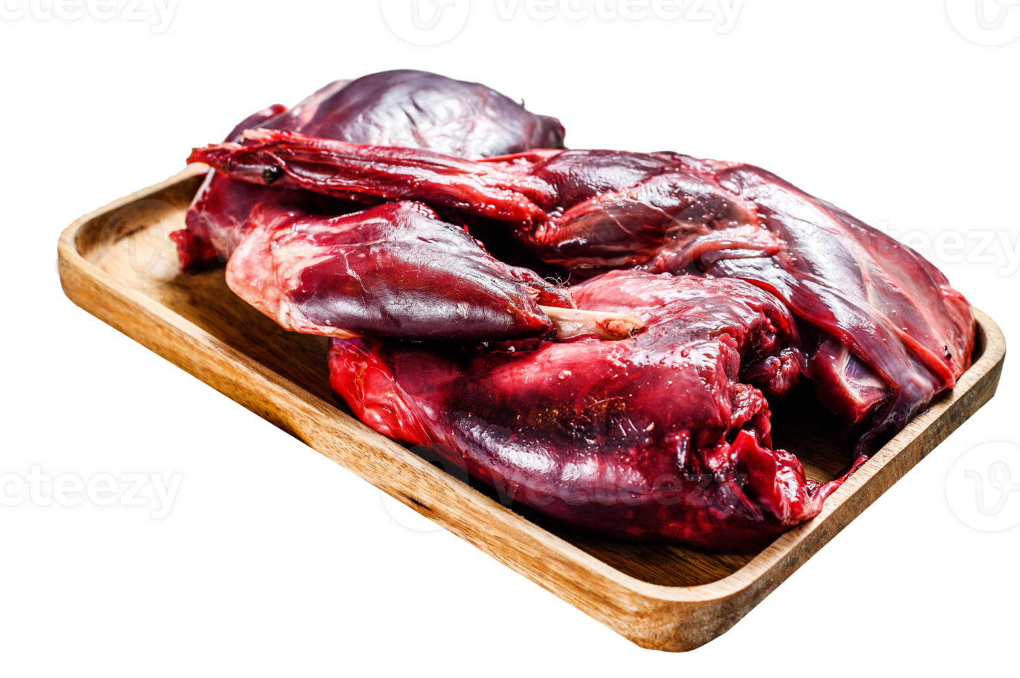 Hare meat. Raw fresh wild hare on a wooden table with vegetables and spices. Top view. Organic meat png