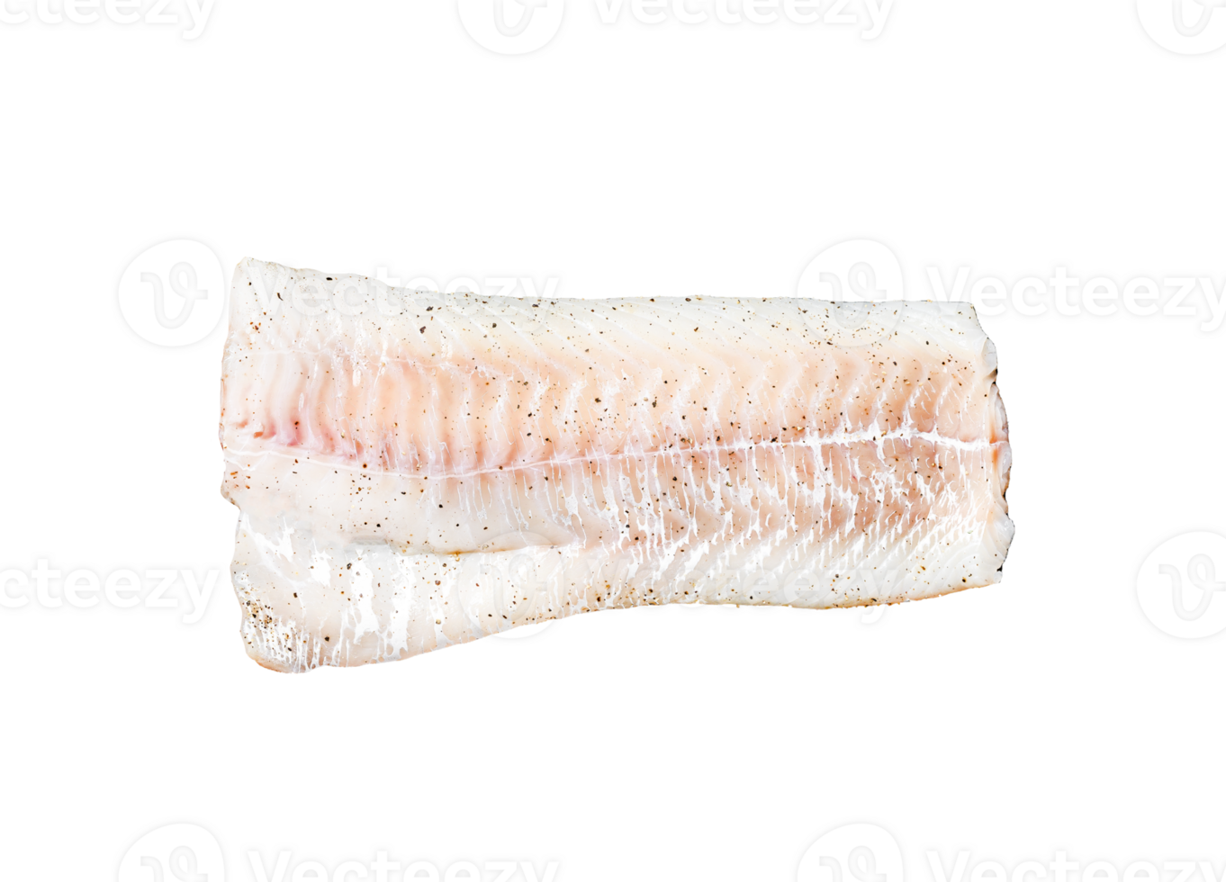 Raw cod fillet with thyme and herbs in a pan. Cooking fresh fish. Gray background. Top view png