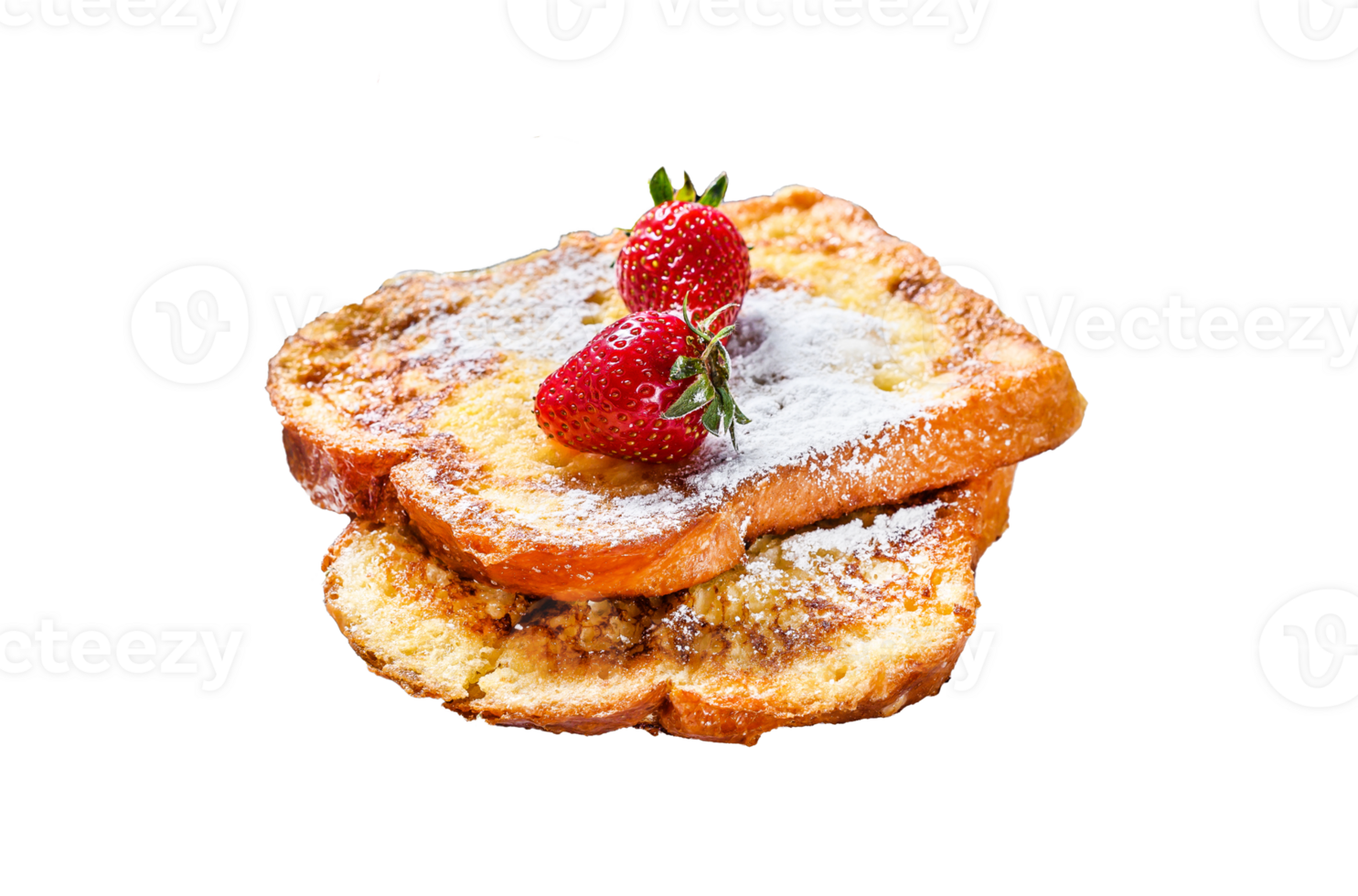 French Toasted with strawberry. Healthy Breakfast. White background. Top view png