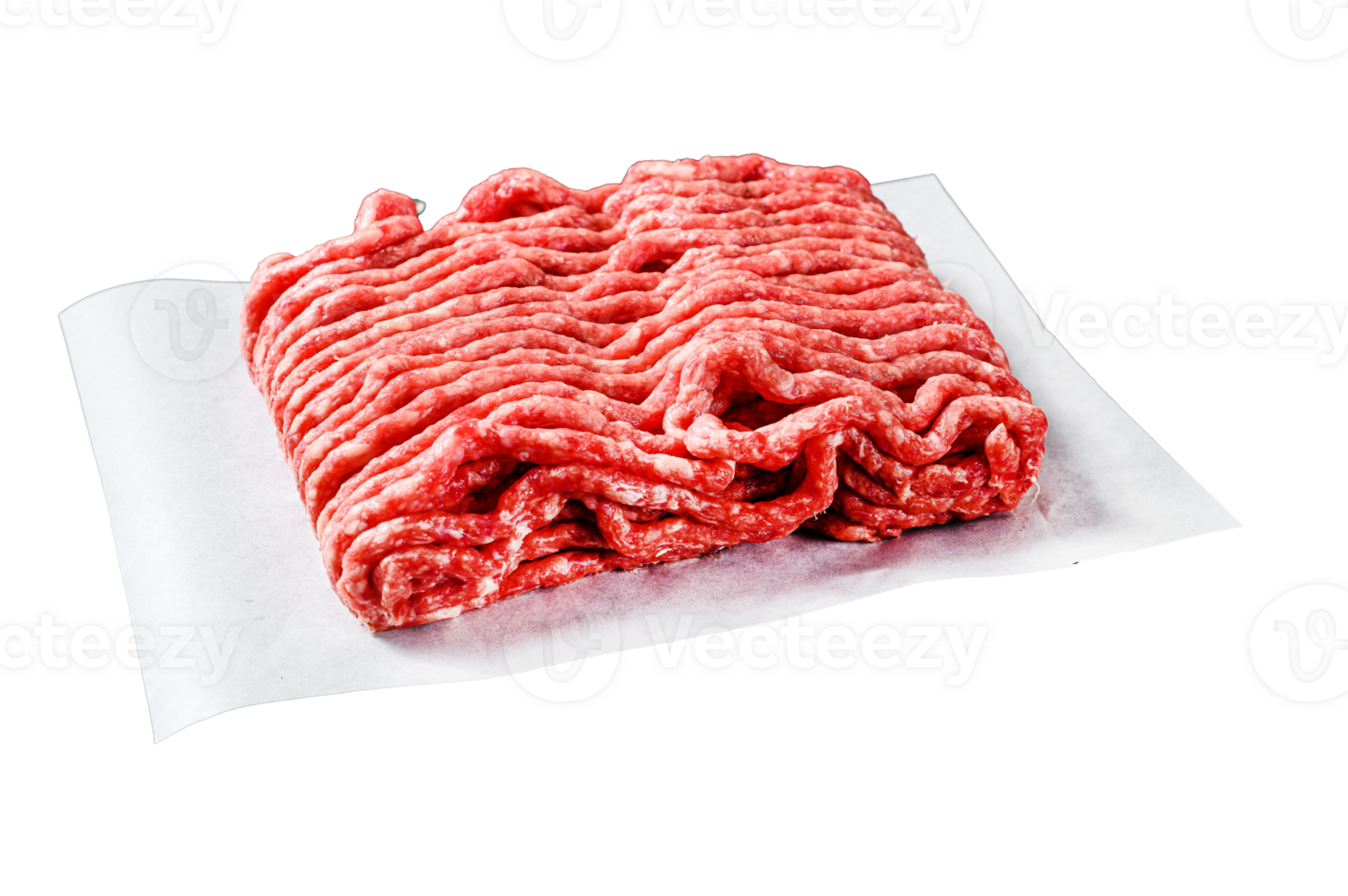 Minced pork. Black background. Top view. Space for text. png
