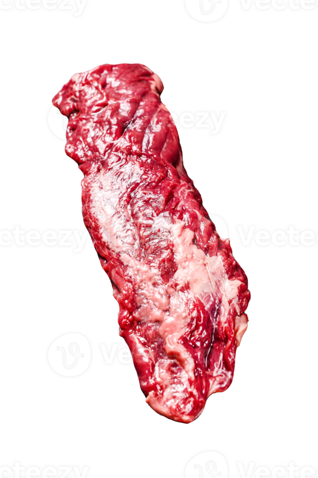 Raw top blade, Denver steak. Black background. Top view. png