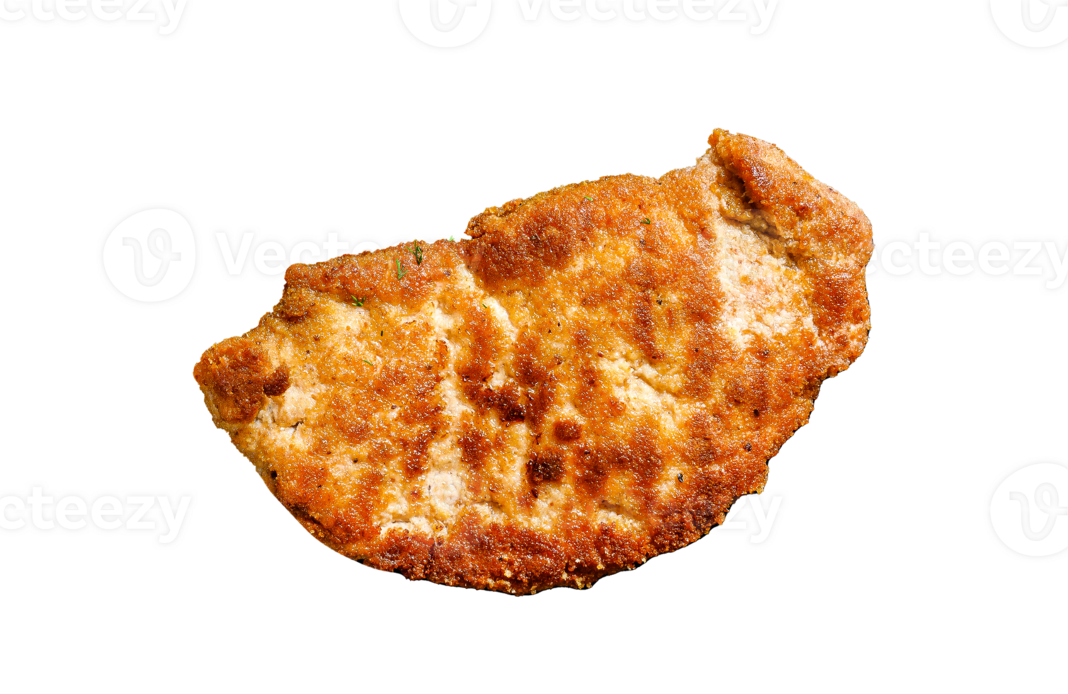 Fried Chicken schnitzel with baked potatoes. Black background. Top view png
