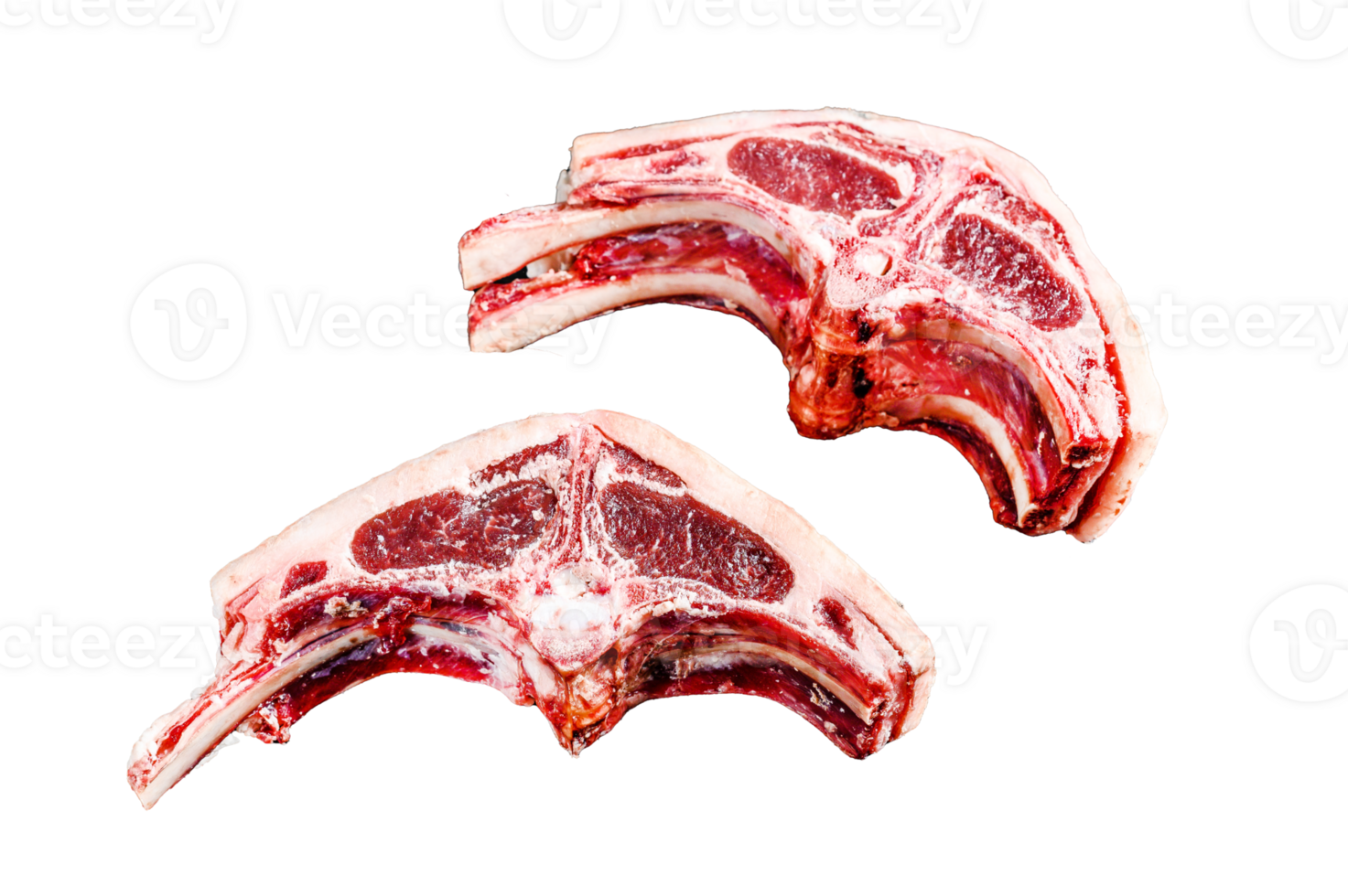 raw lamb chops fresh cut . Black background. Top view png