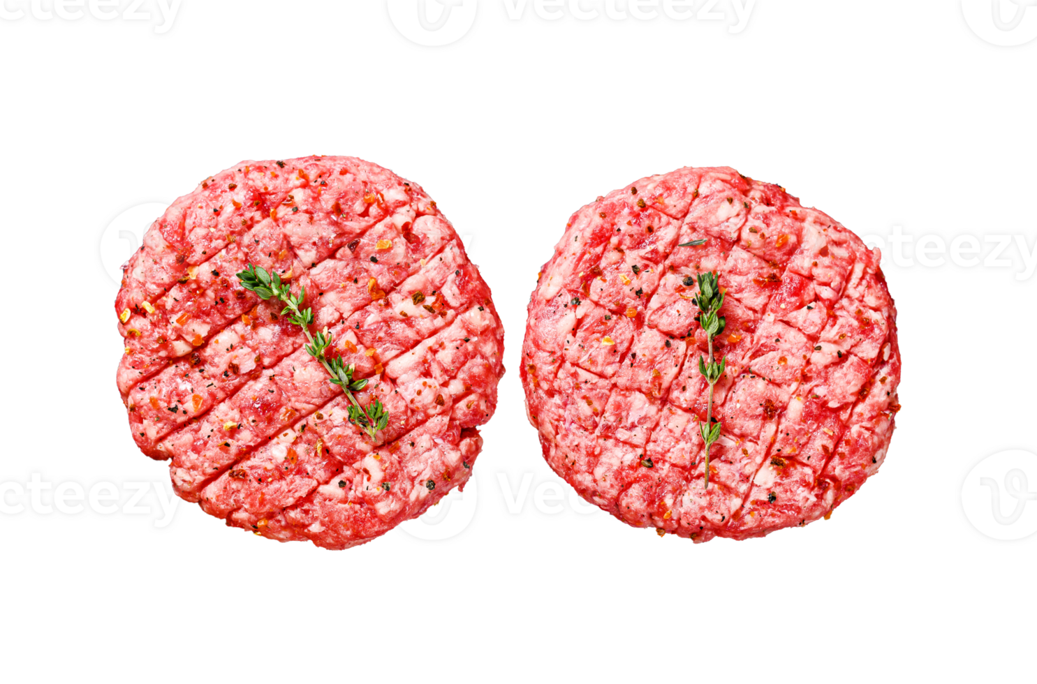 Recipe for burgers with marbled beef patties, cutlets. Black background. Top view png
